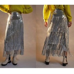 🌸 ANTHROPOLOGIE Maeve Tatiana Sequined Fringe Skirt